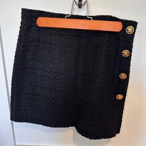 Zara black textured miniskirt with gold buttons